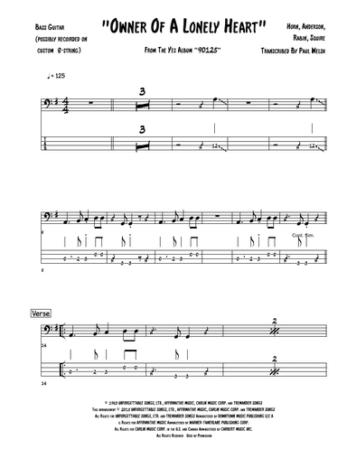 Owner Of A Lonely Heart (arr. Accubass)
