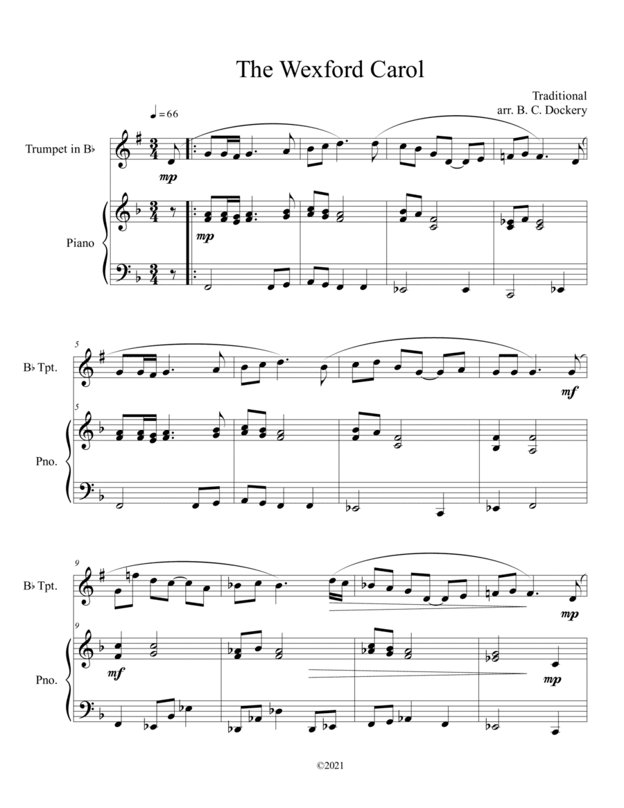 The Wexford Carol (Trumpet Solo with Piano Accompaniment) (arr. B. C. Dockery)