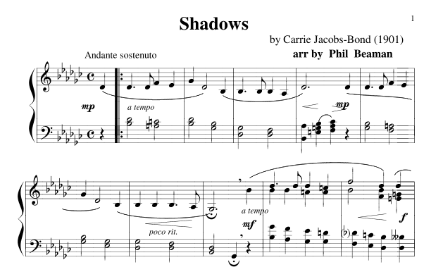 Shadows - piano solo (arr. Phil Beaman)