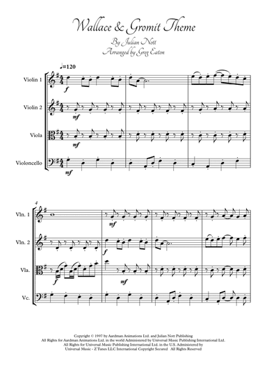 Wallace And Gromit Theme (arr. Greg Eaton)