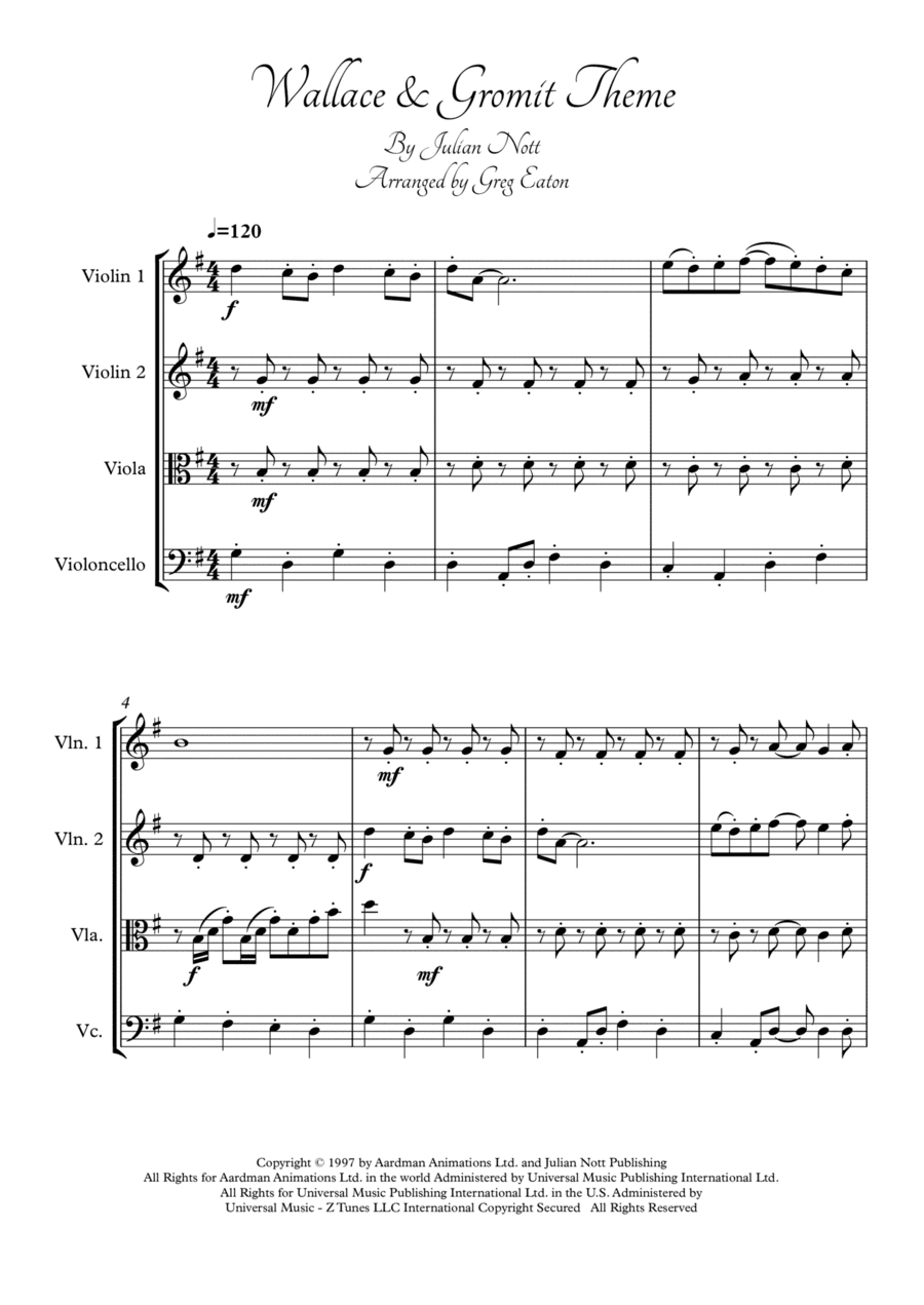 Wallace And Gromit Theme (arr. Greg Eaton)