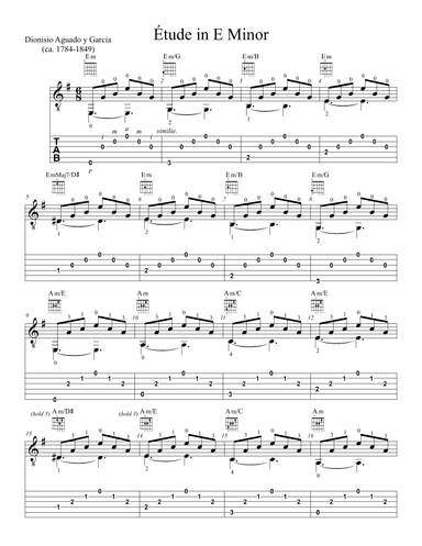 Etude in E Minor by Dionisio Aguado y García (arr. Dennis McCorkle)