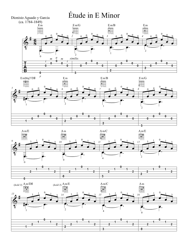 Etude in E Minor by Dionisio Aguado y García (arr. Dennis McCorkle)