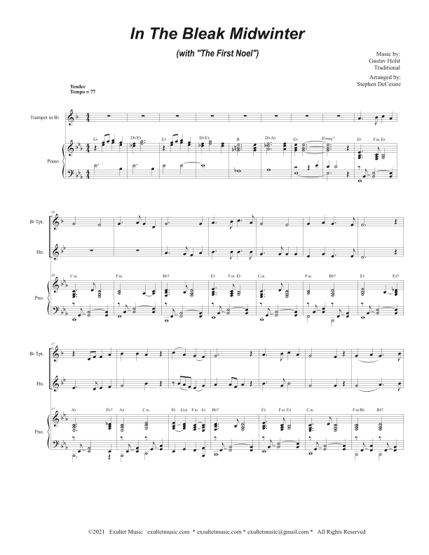 In The Bleak Midwinter (with "The First Noel") (Duet for Bb-Trumpet and French Horn) (arr. Stephen DeCesare)