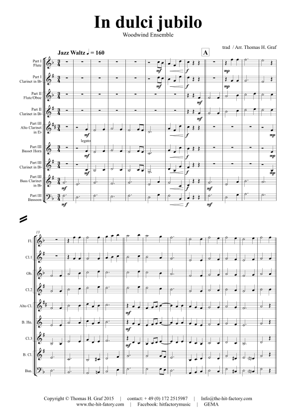 In dulci jubilo - Christmas Song - Jazz Waltz - Woodwind Ensemble (arr. Thomas Graf)