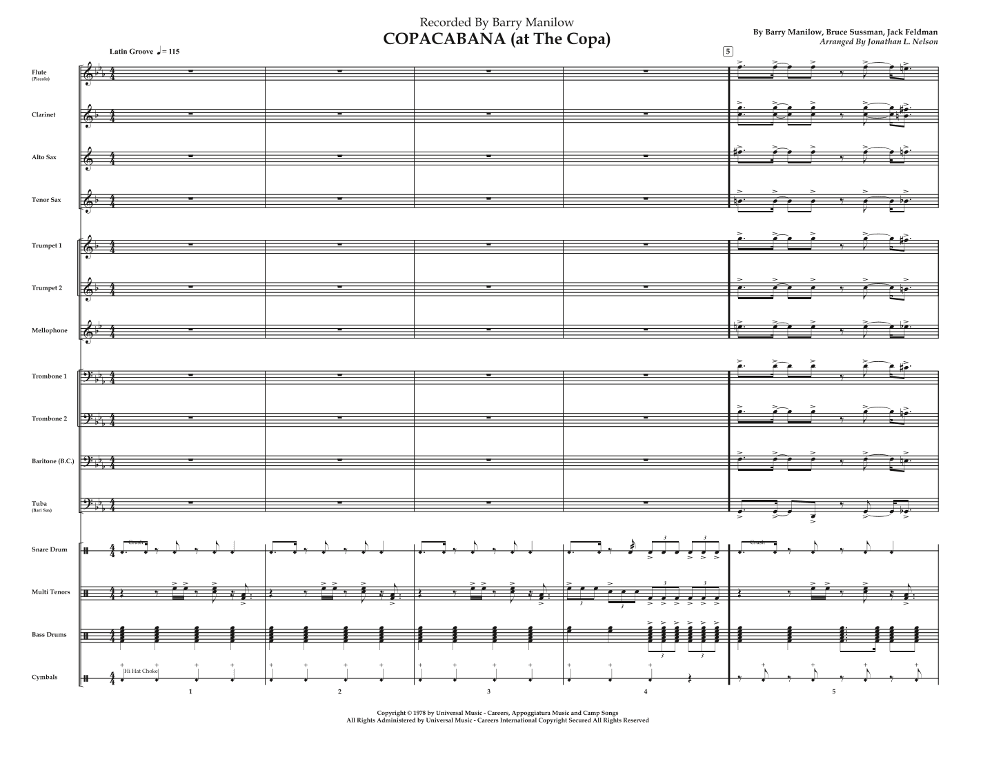Copacabana (at The Copa) (arr. Jonathan L Nelson)