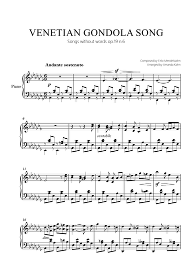 Venetian Gondola song op.19 n.6 - Abm (arr. Amanda Kohn)