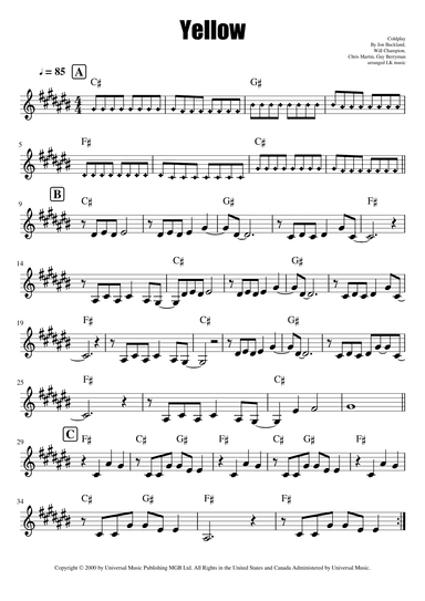 Yellow (arr. Lkmusic)