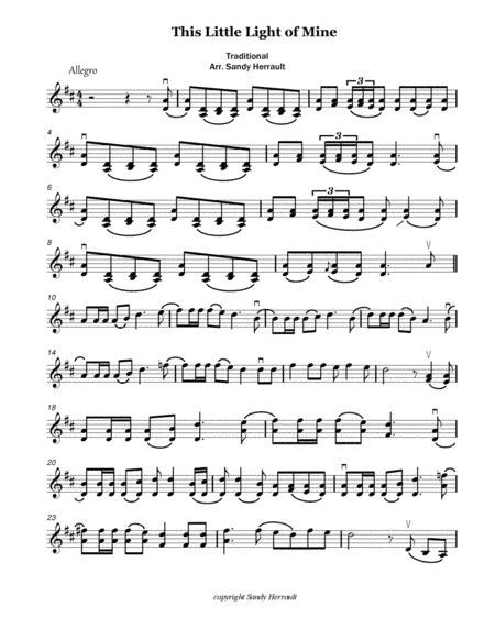 This Little Light of Mine, for Violin (arr. Sandy Herrault)