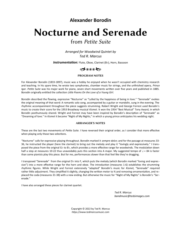 Nocturne and Serenade from Petite Suite for Woodwind Quintet (arr. Ted R. Marcus)