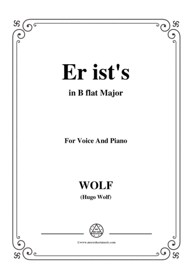 Wolf-Er ist's in B flat Major,for Voice and Piano (arr. MSM)