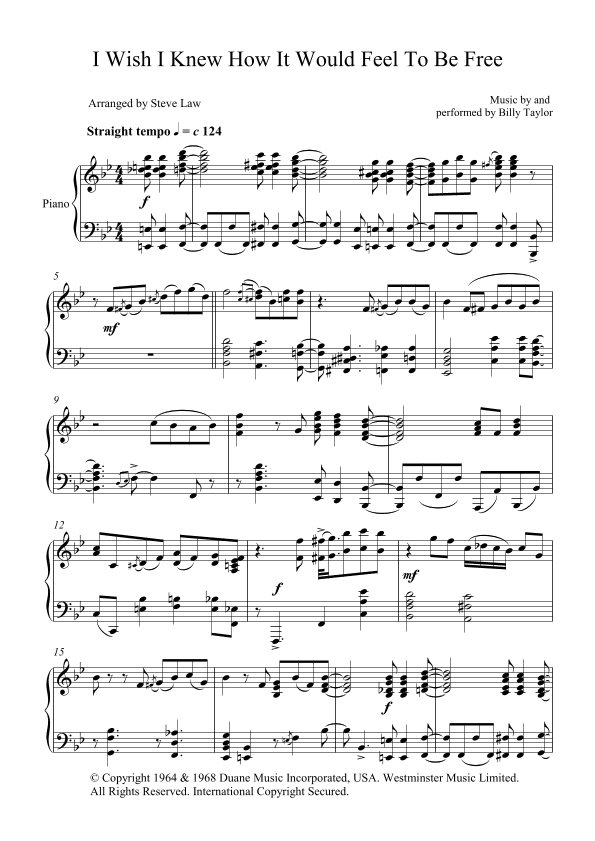 I Wish I Knew How It Would Feel To Be Free (arr. Steve Law)