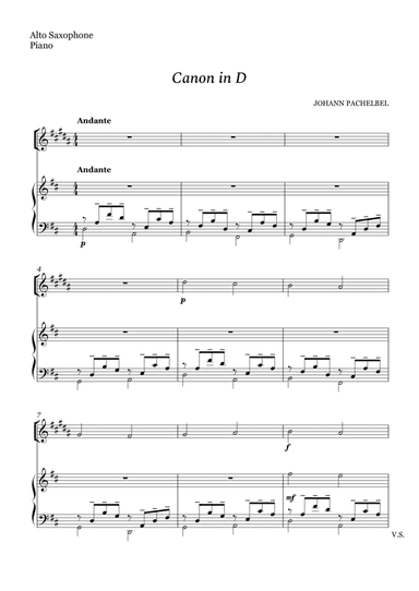 Canon in D For Alto Sax And Piano (arr. Cássio Silva Chaves)