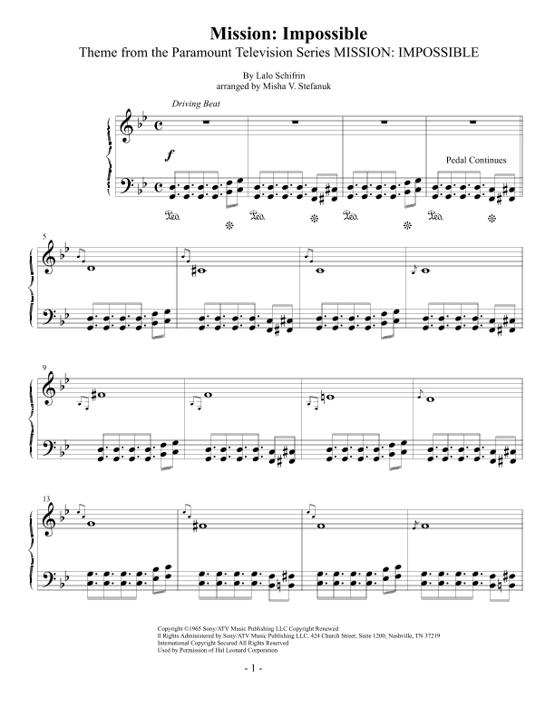 Mission: Impossible Theme  from the Paramount Television Series MISSION: IMPOSSIBLE (arr. Misha Stefanuk)