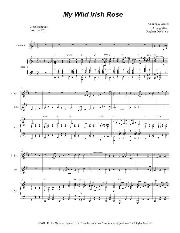 My Wild Irish Rose (Duet for Bb-Trumpet and French Horn) (arr. Stephen DeCesare)