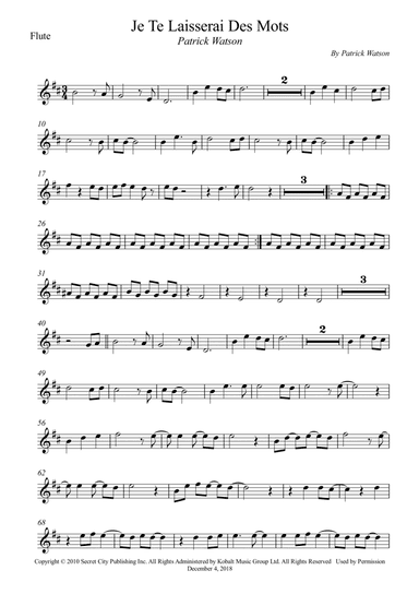 Je Te Laisserai Des Mots (arr. Wesley S. SIlva)