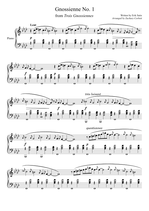Gnossienne No. 1 (arr. Zachary Corbett)