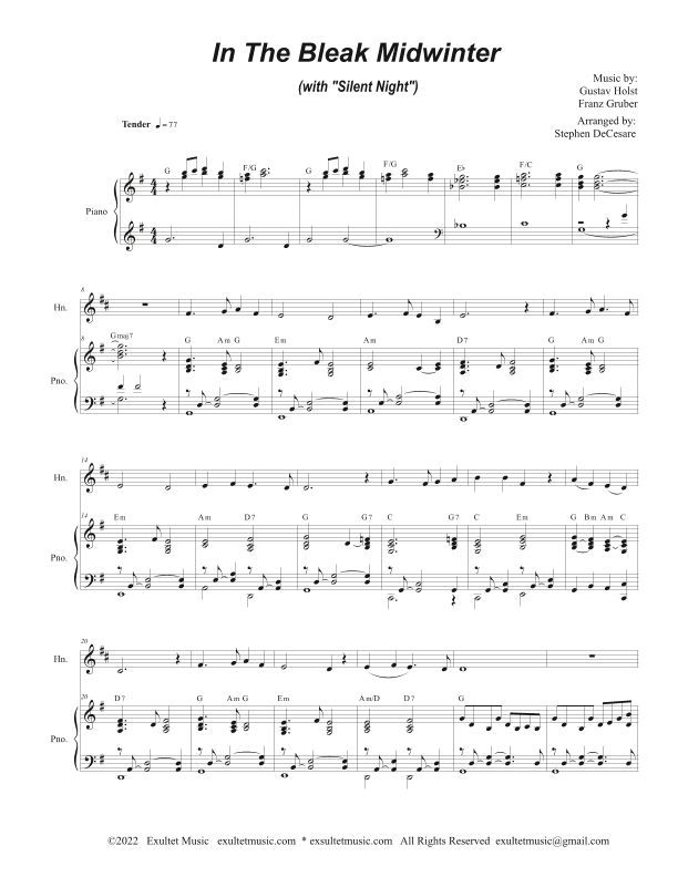 In The Bleak Midwinter (with "Silent Night") (French Horn solo and Piano) (arr. Stephen DeCesare)