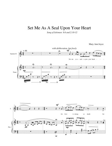 From SONG OF SOLOMON 8:6 Set Me As a Seal Upon Your Heart