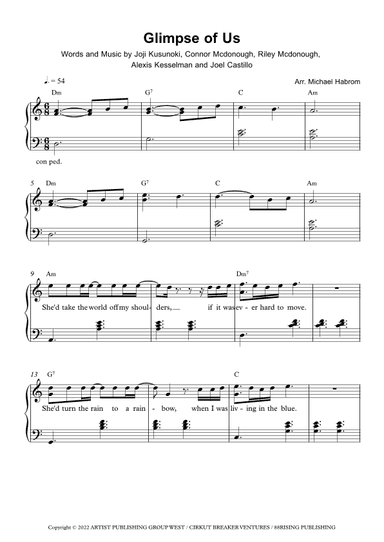 Glimpse Of Us (arr. Michael Habrom)