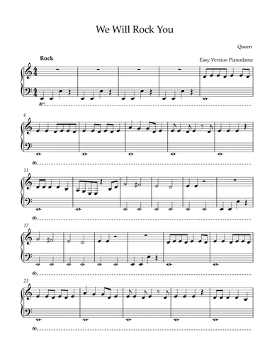 We Will Rock You (arr. easypianodame)