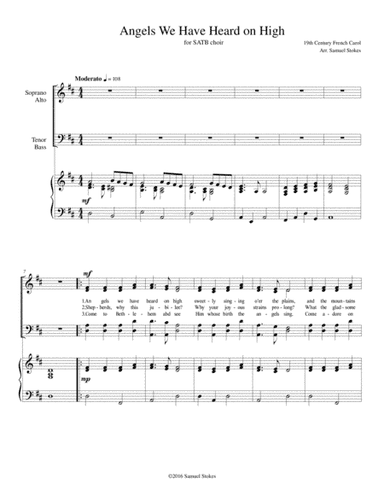 Angels We Have Heard on High - for SATB choir with piano accompaniment (arr. Samuel Stokes)