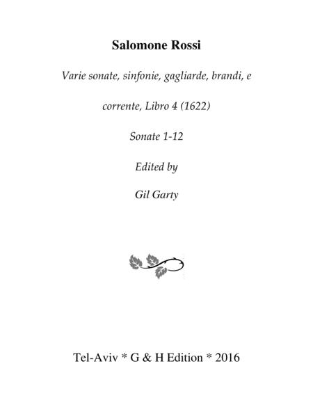 12 trio sonatas (Book 4, 1622) (arr. Gil Garty)