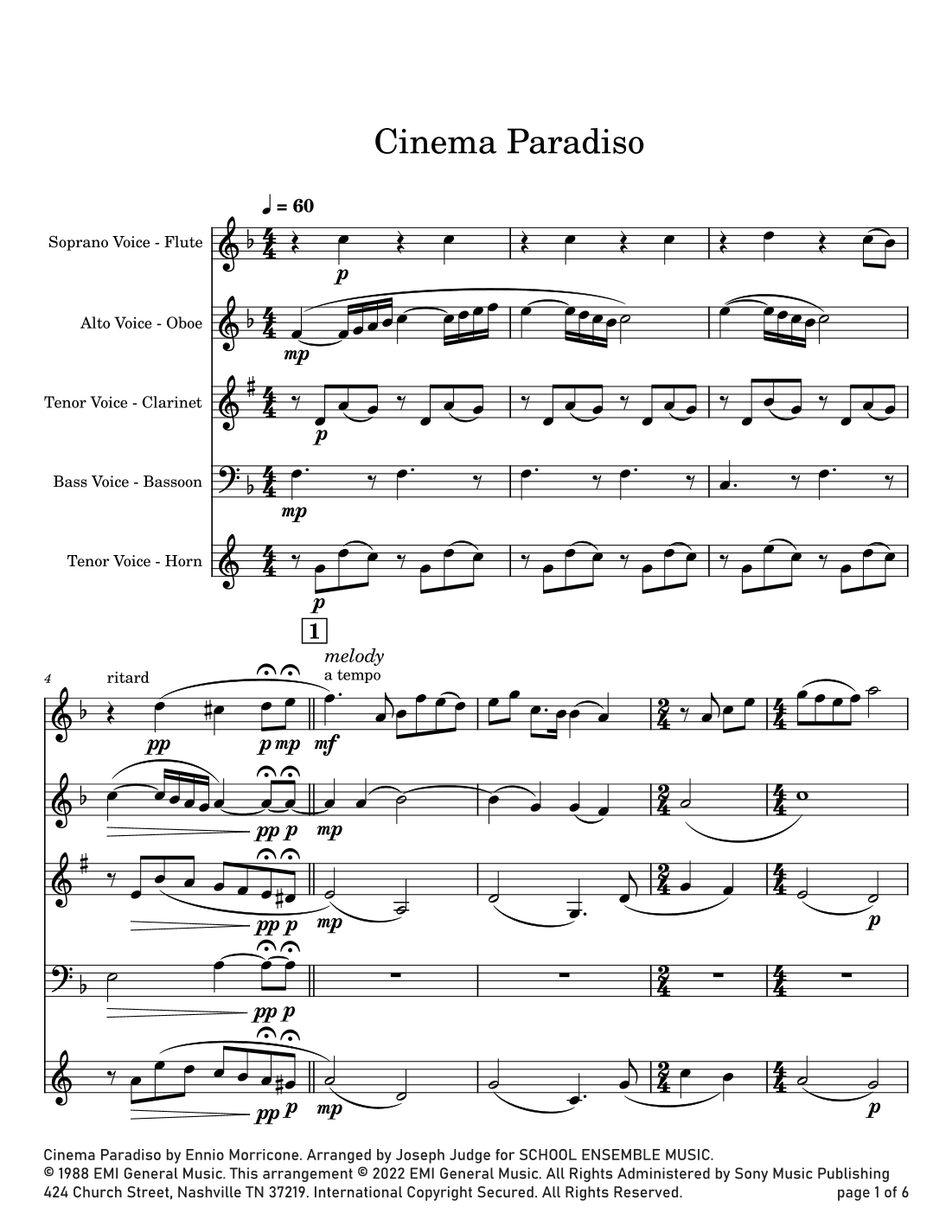 Cinema Paradiso (arr. Joseph Judge)