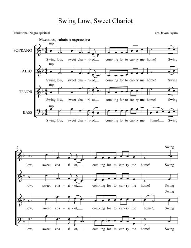 Swing Low, Sweet Chariot (arr. Javon Byam)