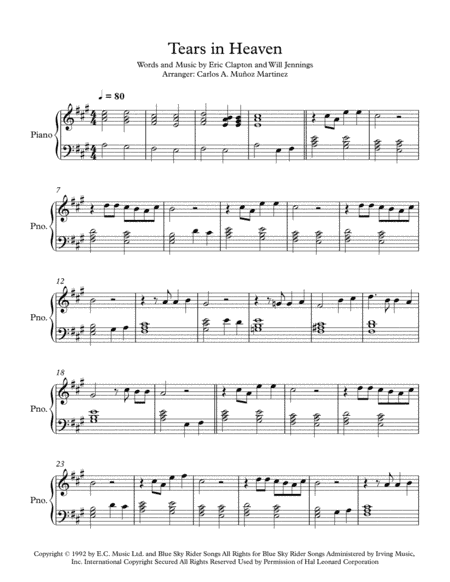 Tears In Heaven (arr. Carlos Alberto Muñoz Martinez)