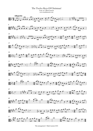 The Twelve Keys of Christmas for viola (12 Days of Christmas) (arr. Mark Lansom)