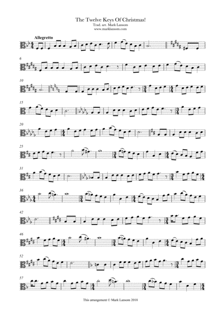 The Twelve Keys of Christmas for viola (12 Days of Christmas) (arr. Mark Lansom)