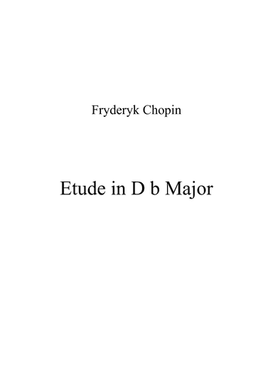 Etude in D b Major (arr. Patrizia Luraschi)