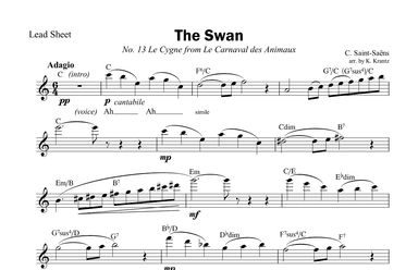 The Swan / Le cygne (C Major) lead sheet (arr. K. Krantz)