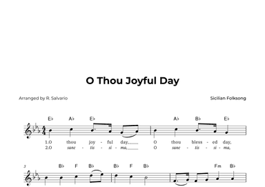 O Thou Joyful Day (Key of E-Flat Major) (arr. R. Salvario)
