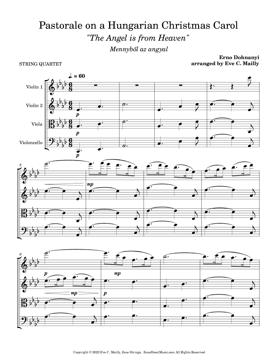 Pastorale on a Hungarian Christmas Carol "The Angel Is From Heaven" (arr. Eve C. Mailly - Zene Strings)