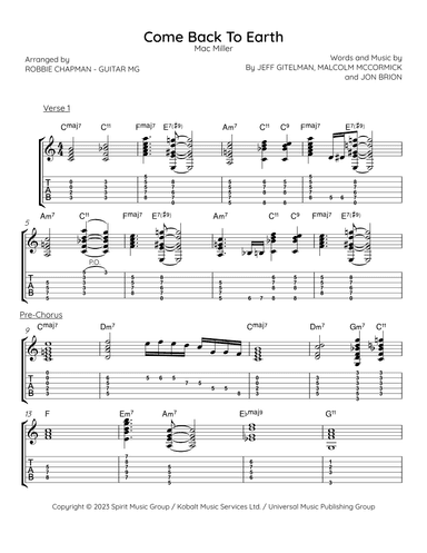 Come Back To Earth (arr. Robbie Chapman - Guitar MG)
