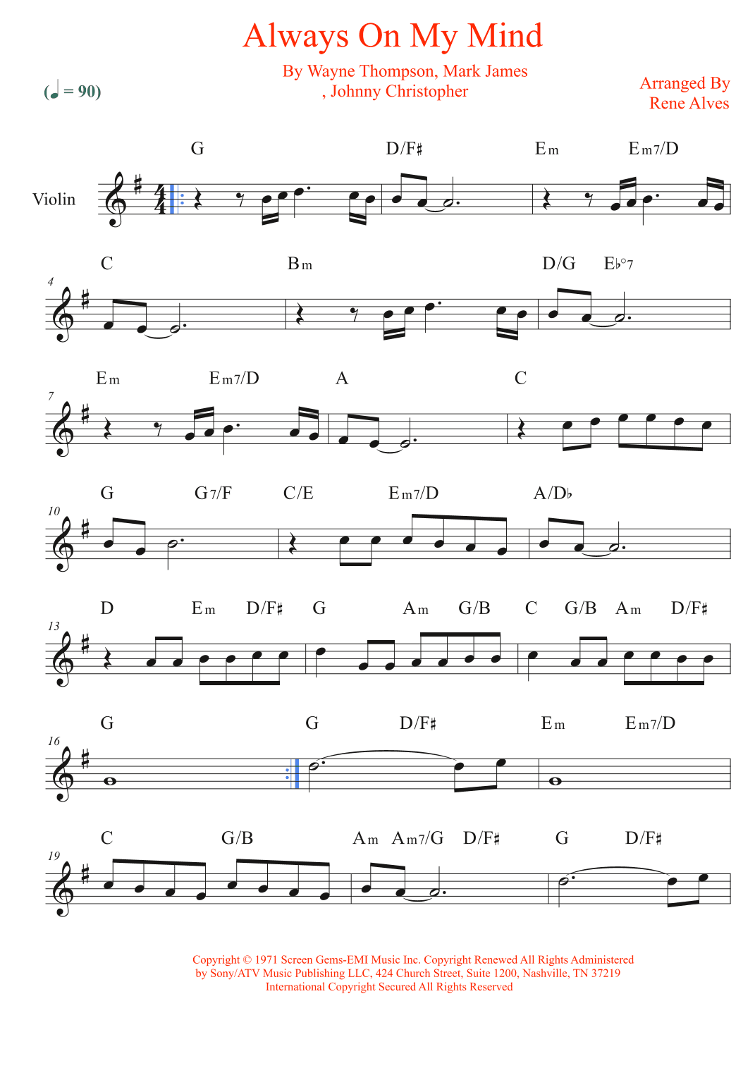 Always On My Mind (arr. Rene Alves)