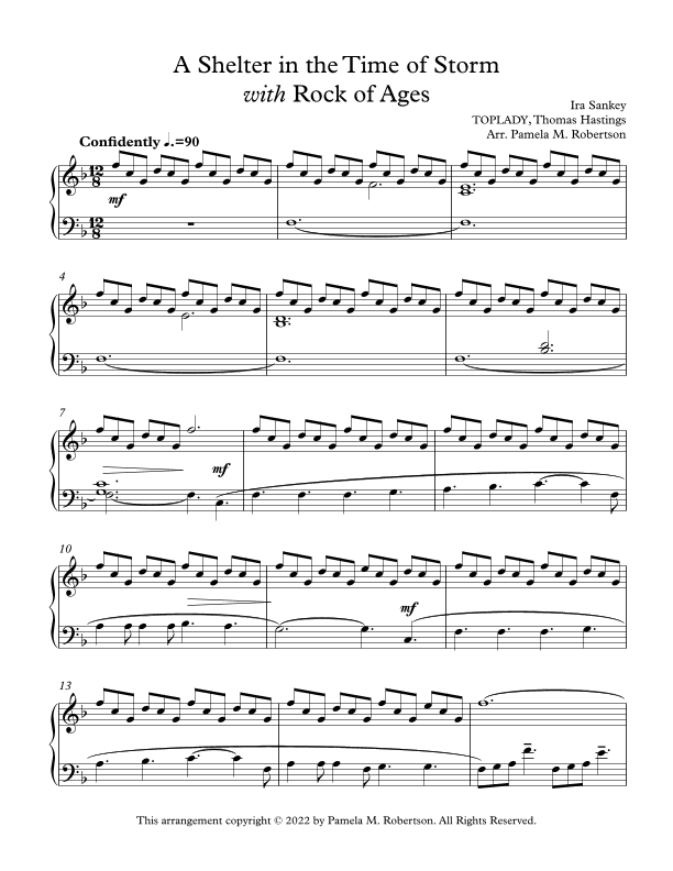 A Shelter in the Time of Storm (with Rock of Ages) - Piano Solo (arr. Pamela M. Robertson)