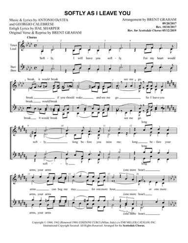 Softly As I Leave You (arr. Brent Graham)