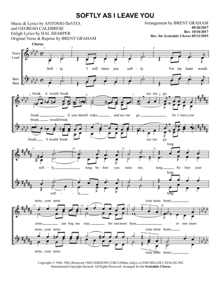 Softly As I Leave You (arr. Brent Graham)