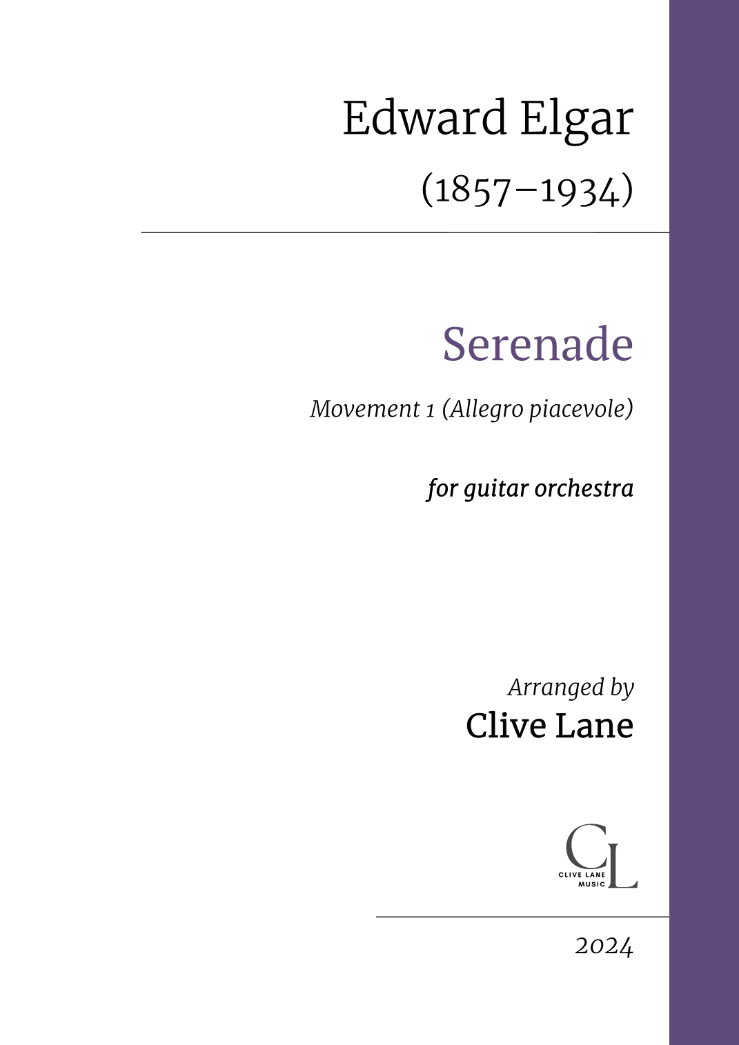 Elgar's Serenade for guitar orchestra (or guitar quartet with bass) (arr. Clive Lane)