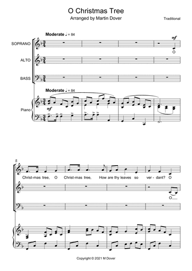 O Christmas Tree (O Tannenbaum) - Three part Choir - SAB - Mixed Voices (arr. Martin Dover)