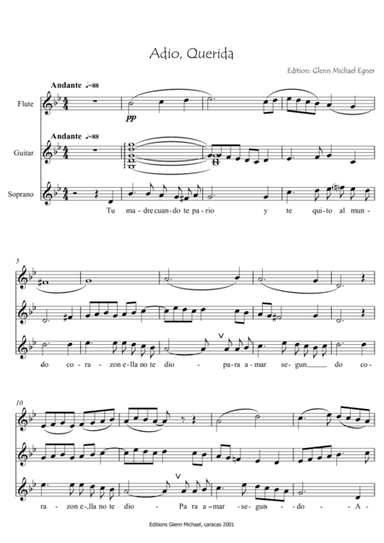 Sefardi song, Adio Querida (arr. Glenn Michael Egner)