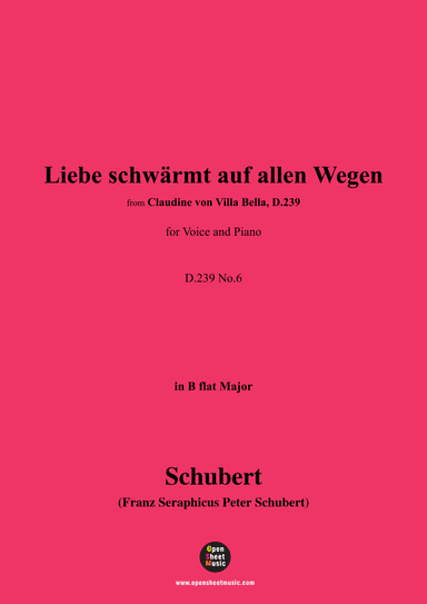 Schubert-Liebe schwärmt auf allen Wegen,in B flat Major (arr. OSM Press)