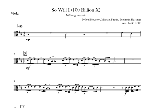 So Will I (100 Billion X) (arr. Fabio Britto)