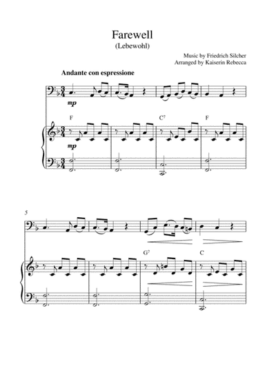 Farewell (Lebewohl) (for bassoon solo and piano accompaniment) (arr. Kaiserin Rebecca)