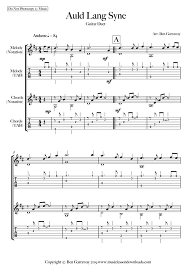 Auld Lang Syne - Guitar Duet (arr. Ben Garraway)