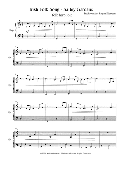 Salley Gardens (Irish Folk Song) - folk harp beginner