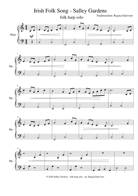 Salley Gardens (Irish Folk Song) - folk harp beginner